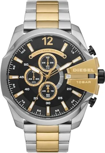 Diesel Mega Chief Uhr für Herren, Chronographenwerk mit Edelstahlarmband