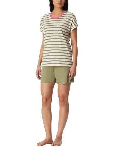 Schiesser Damen Schlafanzug kurz - Bequeme Single-Jersey Qualität - Modischer kurzer Schlafanzug für Damen aus hochwertigem Single-Jersey. Perfekt für entspannte Nächte und angenehmen Tragekomfort. Ideal für jeden Tag.