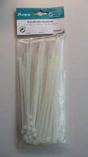 Kabelbinder Natur  Kopp Sortiment 75 Stück    25x 100mm  25x150mm   25x200mm