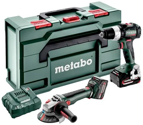 Metabo Combo Set 2.9.4 18V Akku-Bohrschrauber & Winkelschleifer - Schleifmaschinen-Set mit Akku-Bohrschrauber und Winkelschleifer, inklusive 2 x 5,2 Ah Li-Ion Akkus für maximale Leistung und Flexibilität.