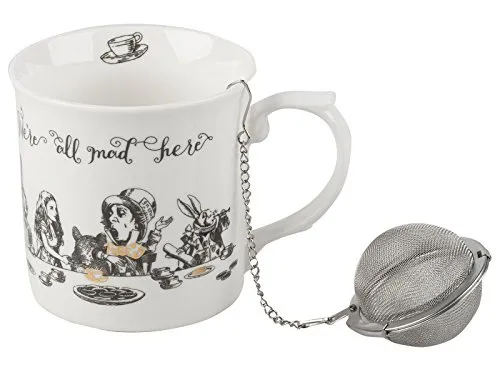 V&A Alice in Wonderland Mini-Teekanne 450 ml - Kaffeetassen & Becher, bezaubernde Teekanne mit handgezeichneten Illustrationen und Golddetails, ideal für Fans von Alice im Wunderland.
