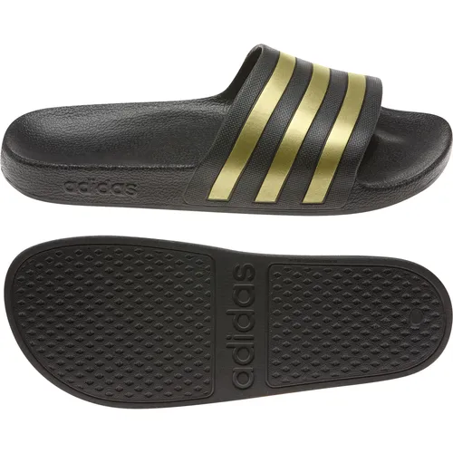 adidas Unisex Adilette Aqua Slides, Core Black/Gold Metallic, 46 EU - Bequeme Slip-On-Sandalen mit weichem Cloudfoam Fußbett für angenehmen Tragekomfort. Ideal für den Alltag und schnell trocknend – perfekt für den Einsatz nach dem Sport.