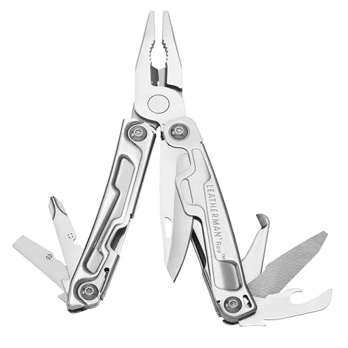 Leatherman Rev Multi-Tool, Edelstahl, Silber mit Nylon Holster | 14 Werkzeuge mit Klinge für Camping und Heimwerken
