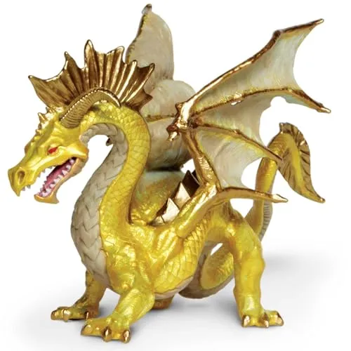 Safari Ltd. Goldener Drache 15cm | Handbemalte Drachenfiguren | Ungiftig & BPA-frei | Für Kinder ab 3 Jahren geeignet