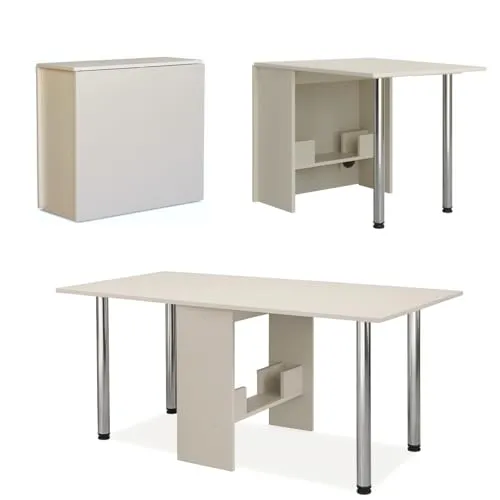 Rodnik Klappbarer Esstisch, aufklappbare Tischplatten, Klapptisch platzsparend für Küche, Esszimmer & Büro, Farbe Kaschmir, 174×80×75 cm
