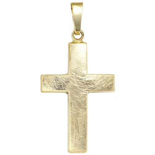 Kreuzanhänger aus 333 Gold Gelbgold, eismatt, Unisex - Eleganter Kreuzanhänger aus 333er Gelbgold, eismatt gefertigt. Ideal für jeden Anlass und perfekt als modisches Accessoire für Unisex-Stile.