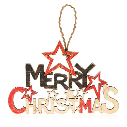 com-four® Hängedeko Weihnachten - Holz-Aufhänger mit Schriftzug - Türschild Christmas aus Holz - Hänger für Türen, Wände, Fenster