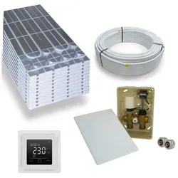 HoWaTech Warmwasserfußbodenheizungen DRY Warmwasser Trocken Komplett Set E-Regelbox WLAN Touch, (Set) beige 10 m2