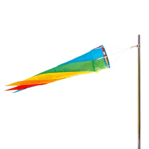 PHENO FLAGS Regenbogen Windsack, 95 cm - Bunte Gartendeko für Draußen - Windfahne für den Fahenmast, Windspiele & Windsäcke