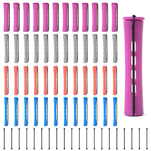 Jubaopen 96PCS Haar Dauerwelle Set Komplett Kalt Wellen Stangen Haarrollen Kunststoff Lockenwickler Dauerwellen Wickler Klein&Groß Curler Kurze Kaltwellenstangen 0.9/1.3/1.5/1.9cm
