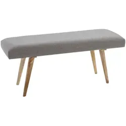 Sitzbank SALIM Grau 117x51x38 cm - Sitzbank im modernen Retro-Style, mit üppiger Polsterung für hohen Komfort und stabilen Massivholzbeinen. Ideal für Esszimmer oder Flur.