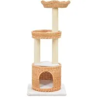 vidaXL Katzen-Kratzbaum aus natürlichem Weidenholz - Kratzbaum mit 2 gemütlichen Weidenkörben und einem Haus, ideal zum Krallenschärfen und Entspannen, perfekt für drinnen.