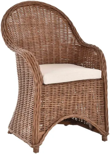Krines Home Esszimmersessel Rattansessel mit Armlehne - Eleganter Korbsessel für Ihr Esszimmer, mit komfortablem Polster und stilvollem Design. Ideal für gesellige Abende und entspannte Stunden.