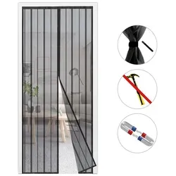 Sekey Insektenschutz-Tür Fliegengitter für Balkontür Schwarz, magnetisch, ohne Bohren, Mückenschutz, passend auch für Terrassentür 115 cm x 230 cm