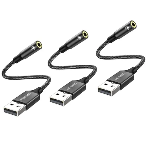 MOSWAG USB auf 3,5 mm AUX Klinke Stereo Externe Soundkarte Audio Adapter