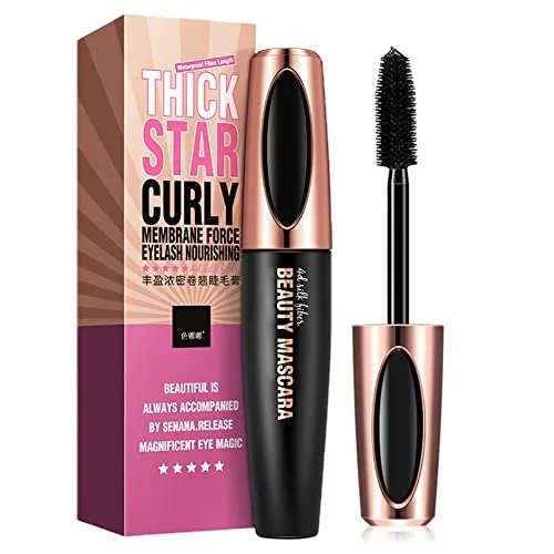 Allbesta 4D Silk Fiber Wimperntusche, Extra Long Lash Verlängerung & Volumen Eyelash Mascara Wasserdicht Langlebig Natürlich Augen Make-up Not Blooming (#01)