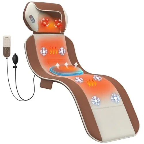 Ganzkörper-Massagematte mit Wärme, Rückenmassage-Pad,Lendenwirbeltraktion | Ganzkörperheizung, 4 Massagemodi & 6 leisere Motoren, verstellbare Taille für 1,5 m