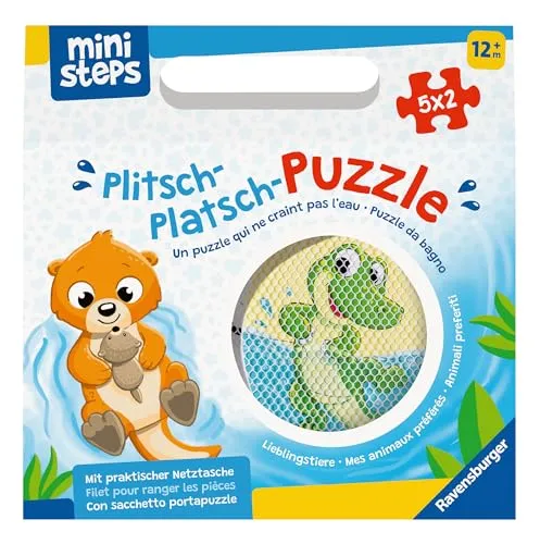 Plitsch-Platsch-Puzzle Lieblingstiere - Abenteuerliches Badewannen-Puzzle für Kinder ab 1 Jahr mit 5 süßen Meerestieren. Die Puzzleteile aus Schaumstoff schwimmen und haften an glatten Oberflächen – ideal für drinnen und draußen!