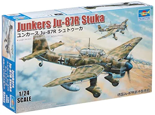 Trumpeter 002423 1/24 Junkers JU-87R Stuka - Luftfahrt-Modellbausätze, detaillierter Plastikmodellbausatz im Maßstab 1/24 für anspruchsvolle Modellbauer und Flugzeug-Enthusiasten.