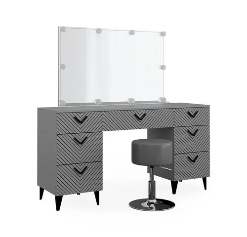 Vicco Schminktisch Anett Grau mit Spiegel und LED-Lampen von Vicco