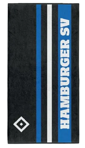 HSV Fanartikel Duschtuch GOTS 70x140 - Schwarz - Fußball-Fanartikel mit weichem Baumwollmaterial, ideal für Zuhause, Fitnessstudio oder Strand, zeigt deine HSV-Leidenschaft mit HSV-Raute und Schriftzug.