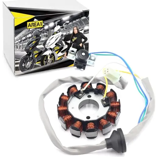Area1 Ersatz Lichtmaschine Stator 50ccm - Zündungen - Hochwertiger Ersatz-Stator von Area1, passend für zahlreiche 50ccm Motorroller-Modelle, inklusive einfacher Montage und 4 Pin Stecker für schnellen Anschluss.