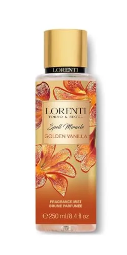 LORENTI TOKYO & SEOUL Body Mist Spray 250 ml Golden Vanilla | Parfümiertes Duftspray - Körper- und Haarspray für Damen | Body Splash | Body Mist | Fragrance Mist Brume Parfumee