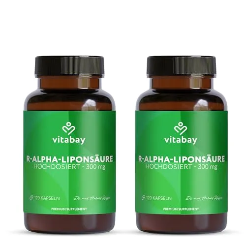 Vitabay R-Alpha Liponsäure 300mg - 240 Kapseln Hochdosiert und Vegan - Alpha Lipoic Acid mit hoher Bioverfügbarkeit, Laborgeprüft & hergestellt aus hochwertigen Rohstoffen
