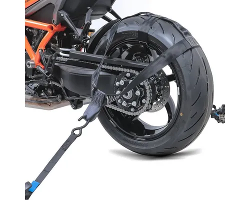 ConStands Motorradheber Hinterrad Zurrgurt Set mit 4 Ratschenspanngurten - Praktisches Set für die sichere Fixierung des Motorradhinterrads beim Transport. Enthält 4 Ratschenspanngurte für eine einfache Handhabung und vielseitige Einsatzmöglichkeiten. Ideal für Anhänger, Transporter und Pick-Ups.