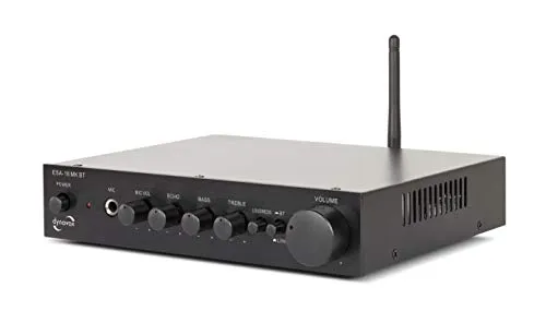 Dynavox ESA-18 MK BT, kompakter Stereo-Verstärker mit Bluetooth - Lautsprecher-Systeme: Robustes Metallgehäuse, 2 x 75 Watt Leistung, individuelle Klangregelung und kabellose Musikübertragung via Bluetooth für grenzenlosen Hörgenuss.