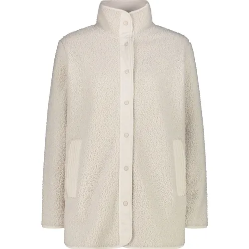 CMP Woman Long Jacket vaniglia (A238) 36 - Fleecejacke für Damen, aus warmem High Loft-Fleece, ideal für Outdoor-Aktivitäten mit abgerundetem Saum und praktischen Seitentaschen.