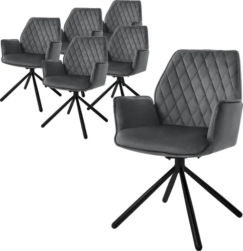 ML-DESIGN Polsterstuhl Drehstuhl mit Armlehne - Ergonomisch & Drehbar - Polsterstühle mit 180° Drehfunktion, ergonomischer Rücken- und Armlehne für höchsten Sitzkomfort. Ideal für Wohnzimmer, Büro und mehr. Stilvolles Design in schimmerndem Samt mit robusten Metallbeinen.