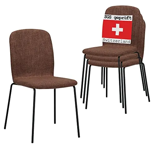 ALBATROS Esszimmerstühle 4er Set ENNA, braun in braun von ALBATROS