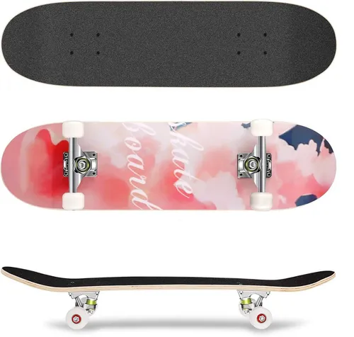 Diyarts Skateboard Rollerboard für Anfänger und Profis bis 100kg - Rosa - Vollständig montiertes Skateboard für alle Fahrer, ideal für Tricks und Spaß. Langlebiges 7-lagiges Ahorn und rutschfeste Oberfläche bieten Sicherheit und Komfort.