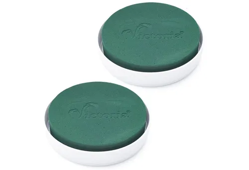 Creativery Bastelmoos, Nass Steckschaum Rund 11,5x5cm mit Schale Olympia D.13cm 2er Set Weiß