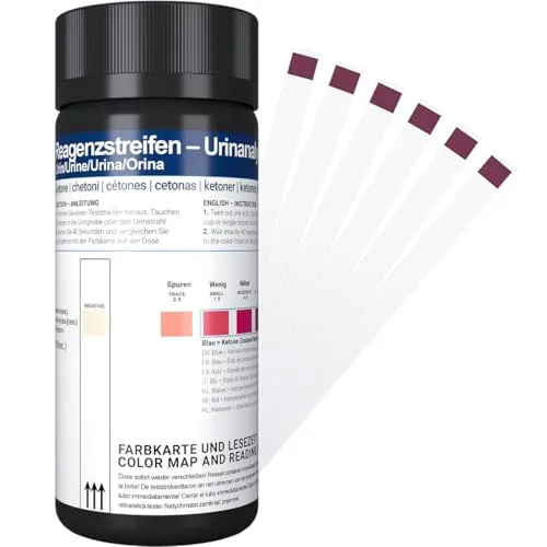 125x Ketone Teststreifen in Tube – Ketose Messergebnisse – für Keto Ernährung und Diät I Ketosticks Urin