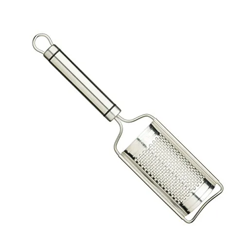 KitchenCraft Professional Reibe, Küchenreibe/Käsereibe Edelstahl für Schokolade, Ingwer und Muskatnuss, Küchenhelfer Knoblauchreibe, Silber, Edelstahl, ovaler Griff mit Öse, 26 x 5,8 x 2,3 cm