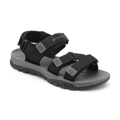 Alpine Pro KILEW Kinder Sandalen – Bequeme und rutschfeste Trekkingsandalen für Jungen, ideal für Outdoor-Abenteuer, Freizeit und sportliche Aktivitäten, Schwarz - 42