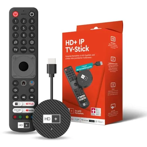 HD+ IP TV-Stick 4K UHD mit Android TV – über 100 HD-Sender