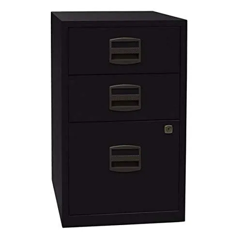 Bisley-Home Standcontainer PFA3 schwarz, abschließbar mit 2 Schüben - Sonstige Kleinmöbel, aus robustem Metall, ideal für Büroorganisation mit abschließbarem Design und Hängeregistratur für DIN A4-Formate.