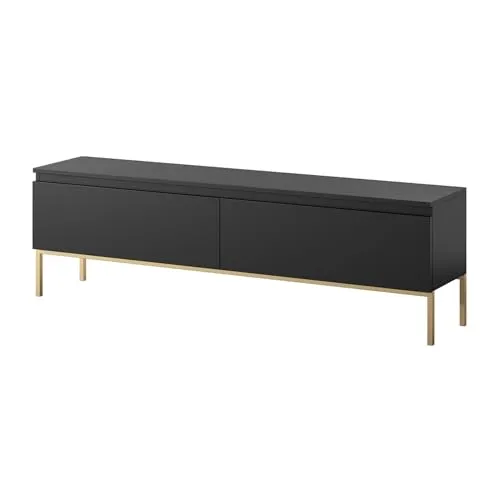 Selsey TV-Schrank BEMMI 2-türig, grifflos mit Metallgestell in Goldton - TV-Halterungen mit modernem Design, viel Stauraum und erhöhten Füßen für einfache Reinigung – der perfekte TV-Schrank für Ihr stilvolles Wohnzimmer.