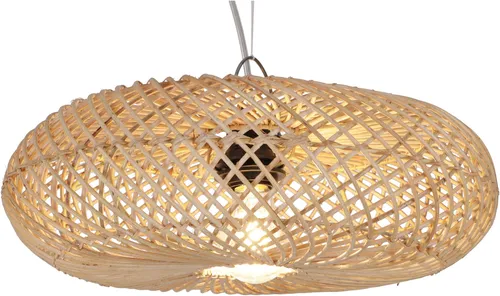 Deckenlampe Rattan Modell Marbella 38 cm - Elegante Deckenleuchte aus Rattan für einen natürlichen Look. Ideal für Wohnzimmer, schafft eine gemütliche Atmosphäre. Maße: 38 cm Durchmesser, 23 cm hoch. Leuchtmittel nicht inklusive.