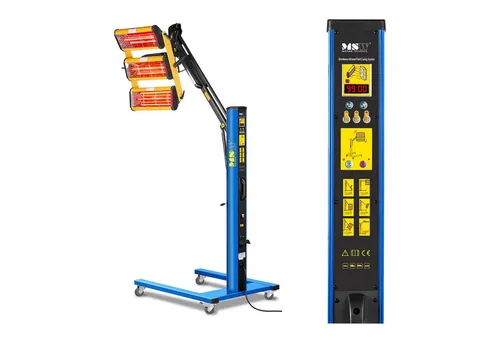 MSW Infrarotstrahler Lacktrockner 3300W - Infrarotstrahler für Kfz-Werkstätten, trocknet Farben von innen nach außen und verhindert Blasenbildung. Mit 3 individuell steuerbaren Strahlern und großer Trocknungsfläche von 1.200 x 1.000 mm.