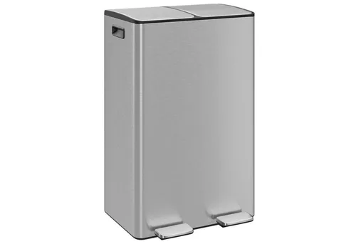 Wellgro Edelstahl Tretmülleimer 2x30L mit Absenkautomatik von Wellgro