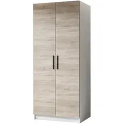 Kier Furniture Drehtürenschrank in Weiß und Sonoma Eiche, 78x205x52.5 cm