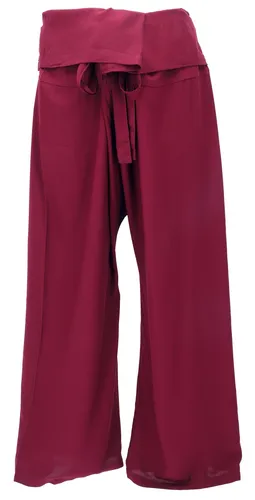 Thai Fischerhose aus Viskose - Dunkelrot, Wickelhose für Unisex - Bequeme Wickelhose im Ethno-Style, ideal für Yoga und Freizeit. Aus 100% Viskose, leicht und atmungsaktiv. Einheitsgröße für perfekten Sitz, ganzjährig tragbar.