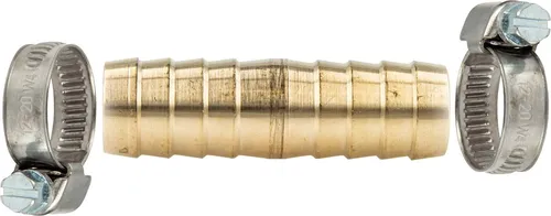 tecuro Schlauchverbinder 1 Zoll (25 mm), MS-blank, mit 2 x Schlauchschellen W4 20-32 mm