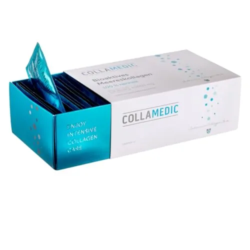 COLLAMEDIC Hydrolysierter Meeresfisch-Kollagen-Drink 5000 mg, Reduziert Falten, Kollagenpulver, Behandlung für 1 Monat, Geschmacksneutral, 30 Beutel