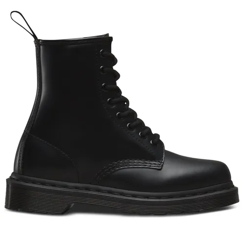 Dr. Martens 1460 MONO Smooth BLACK Combat Boots - Unisex-Erwachsene Combat Boots in Schwarz, mit robustem Design, 8 Ösen und komfortablem AirWair-Gurtband für den täglichen Einsatz.