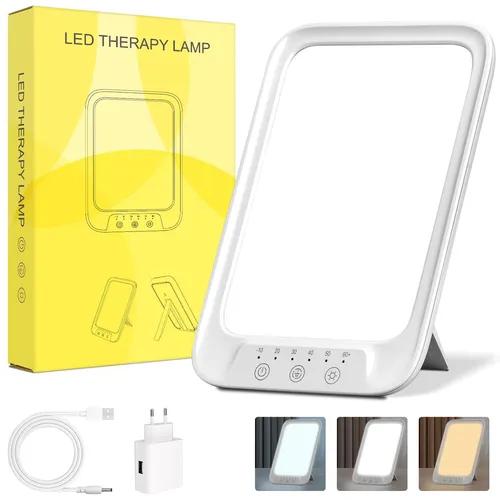 Tageslichtlampe 20000 Lux, Lichttherapielampe mit 3 Farbtemperaturen, 10 Hell...